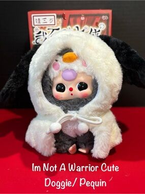 Im Not A Warrior Baby Three Dog/Paquin White & Black Cozy Doggie Hood Confrimed